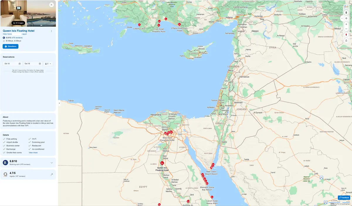 نموذج نشاط فندق ومنتجع على خرائط جوجل